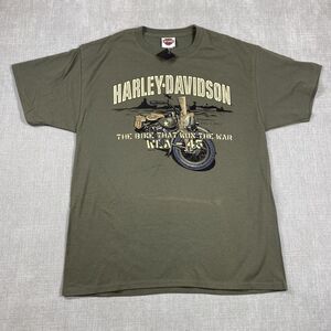 Vintage Harley-Davidson Shirt Mens Large Green Pearl Harbor Hawaii Graphic 90s